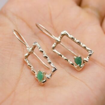 Emerald Earrings, Sterling Silver Earrings, 2 of 8