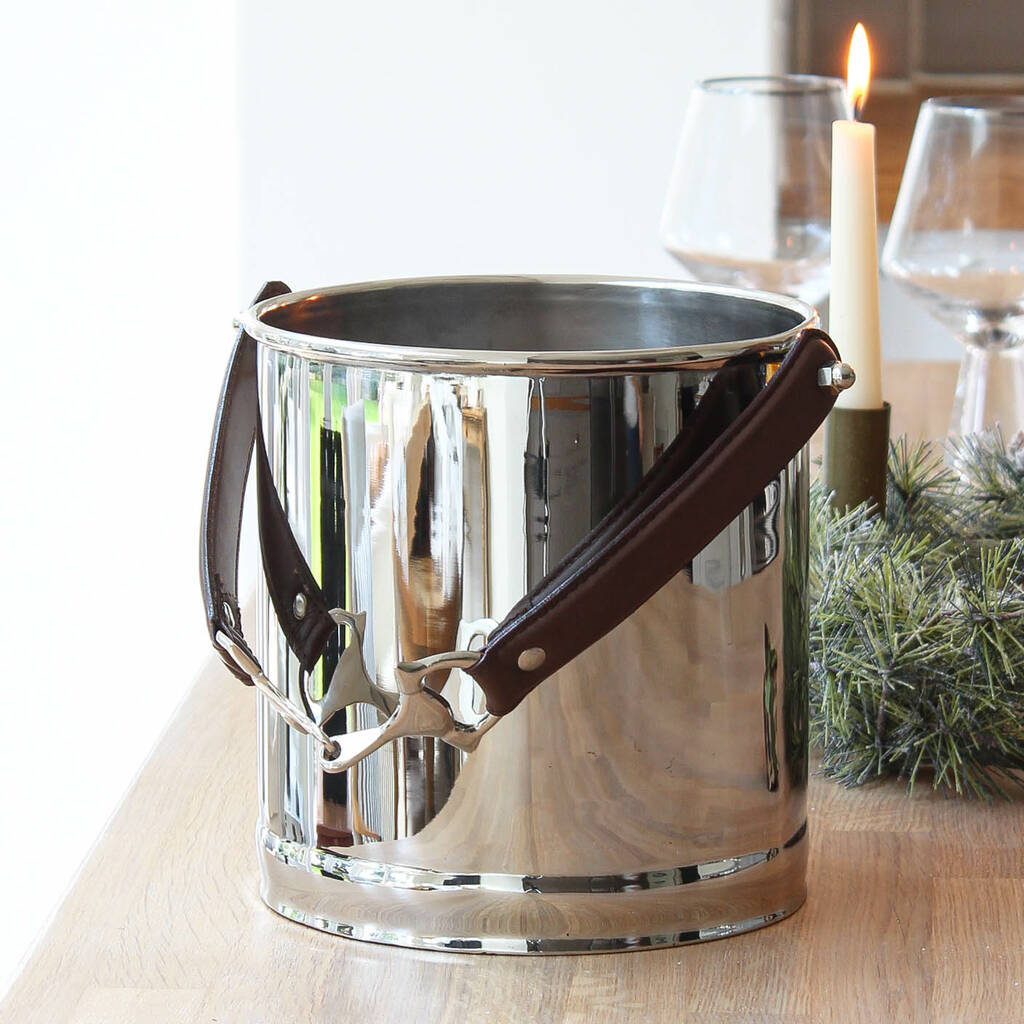 Wine Cooler With Leather Stirrup Handle By Marquis & Dawe