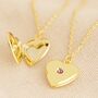 Birthstone Heart Locket Necklace In Gold Plating, thumbnail 5 of 11