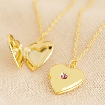 Birthstone Heart Locket Necklace In Gold Plating, 5 of 11