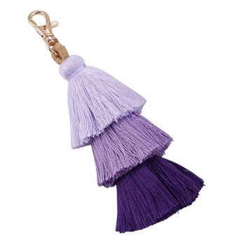 Layered Fringe Tassel Keyring, Four Shades, 7 of 9