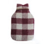 Burgundy Check Wool Hot Water Bottle, thumbnail 1 of 2