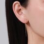 Sterling Silver Extra Tiny Cz Starburst And Moon Threader Earrings, thumbnail 5 of 12