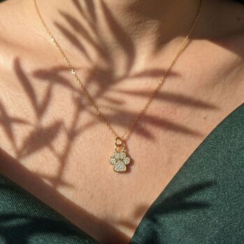 Mini Dog Cat Paw Print Charm Gold Plated Necklace, 2 of 6