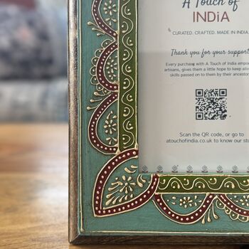 Indian Wood Picture Frame, Hand Painted Photo Frame, 2 of 12