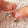 Grey Labradorite Oval Gold And Silver Drop Earrings, thumbnail 3 of 12