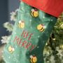 Personalised Embroidered Bee Merry Stocking, thumbnail 3 of 4