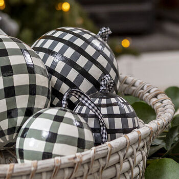 Set Of Two Monochrome Gingham Baubles, 4 of 4