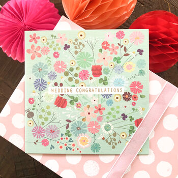 Floral Wedding Congratulations Card, 3 of 5