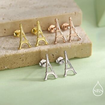 Sterling Silver Eiffel Tower Stud Earrings, 3 of 12