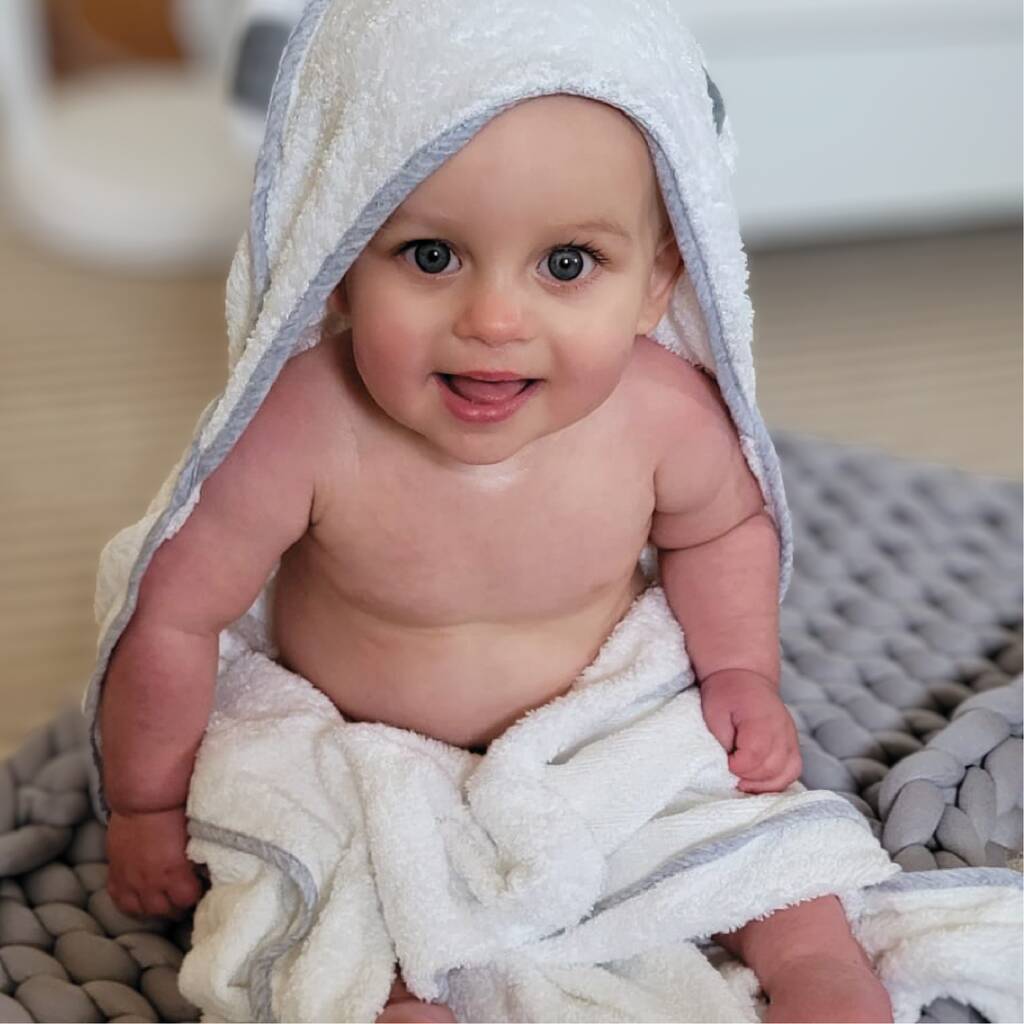 Dula Organic Bamboo Baby Hooded Bath Towel, 1 of 2