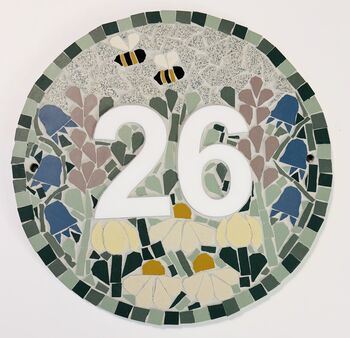 Floral Mosaic House Door Number Sign, 10 of 12