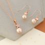 Rose Gold Plated Star And Pearl Necklace With Earrings, thumbnail 4 of 10