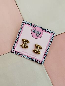 Farfalle Pasta Glitter Resin Studs / Pasta Lover Gift / Novelty Food Jewellery / Fun Accessories, 2 of 5