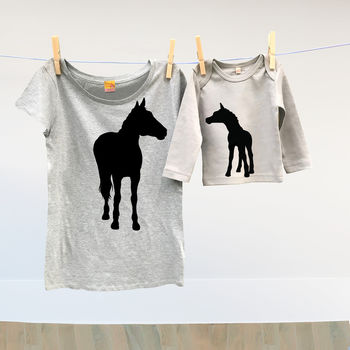 Stallion, Mare And Foal Twinning Horse Tshirt Tops, 2 of 2