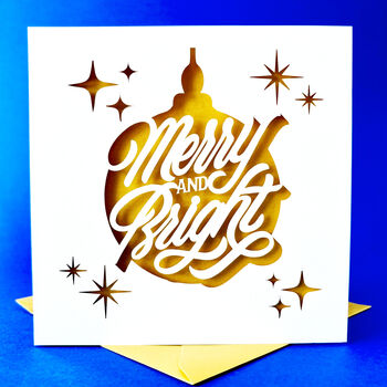Merry And Bright Papercut Christmas Card, 3 of 5