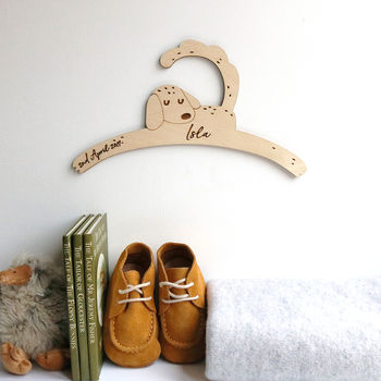 Personalised Childrens Coat Hanger With Dog Design, 4 of 6