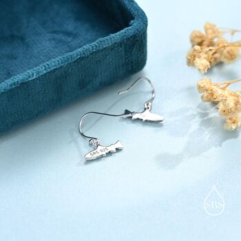 Sterling Silver Trout Fish Drop Dangle Earrings, 7 of 11