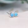 Mini Sterling Silver Blue Opal Stud Earrings, thumbnail 2 of 8