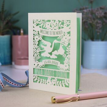 Personalised Floral New Baby Papercut Card, 6 of 9