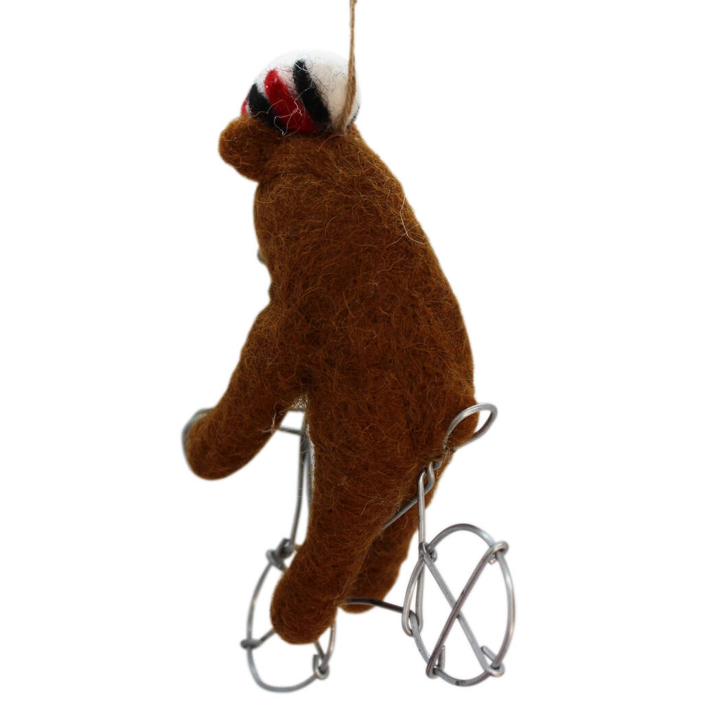 Felt So Good Cycling Bear Hanging Biodegradable Fair Trade Decoration 
