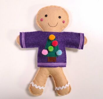 Sewing Kit Gingerbread Men In Jumpers Christmas Garland, 5 of 10