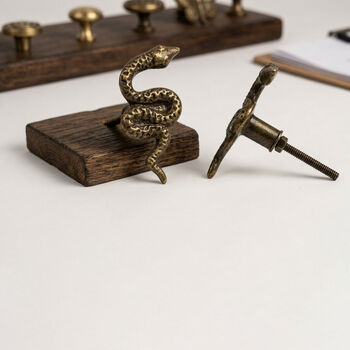 Antique Brass Serpent Drawer Knob, 8 of 9
