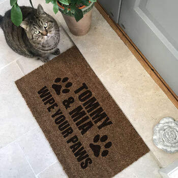 Personalised ‘Wipe Your Paws’ Coir Pet Doormat, 2 of 2