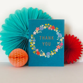 Mini Gold Foiled Floral Thank You Card, 2 of 4