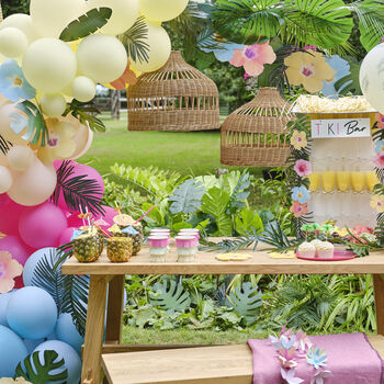 Tiki Balloon Arch With Tropical Flowers And Foliage, 4 of 4