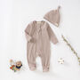 Tiny Alpaca Organic Cotton Baby Sleepsuit And Hat, thumbnail 7 of 9