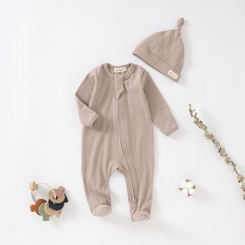 Tiny Alpaca Organic Cotton Baby Sleepsuit And Hat, 7 of 9
