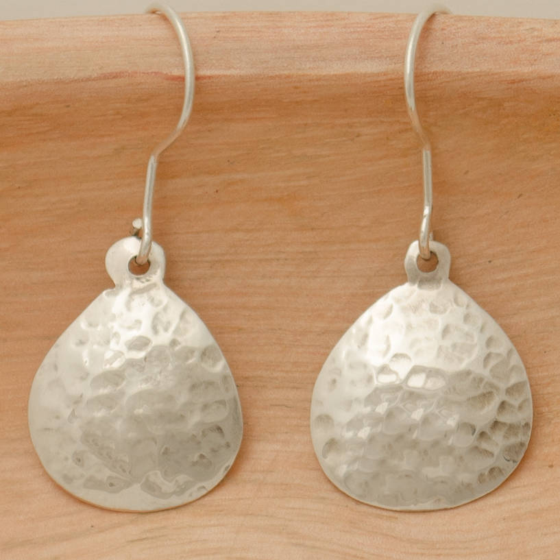 sterling silver hammered tear drop earrings by the london earring ...