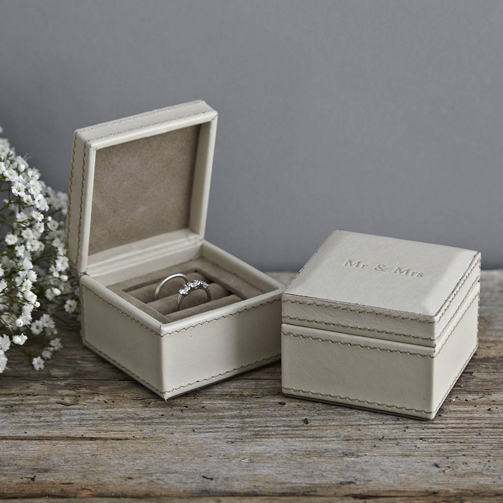 personalised leather ring box by life of riley
