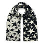 Stars Wool And Cashmere Scarf Black And White, thumbnail 2 of 3