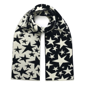 Stars Wool And Cashmere Scarf Black And White, 2 of 3