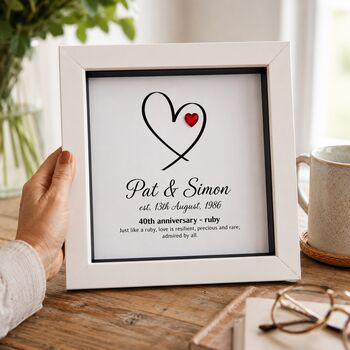 Personalised 40th Anniversary Gift Ruby Heart, 3 of 12