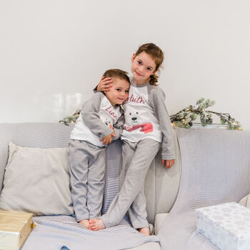 Personalised Grey Polar Bear Family Christmas Pyjamas, 8 of 12