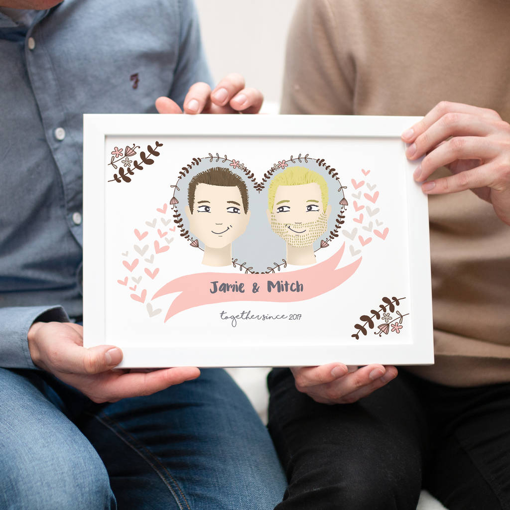 Personalised Same Sex Couple Print For Men, 1 of 4