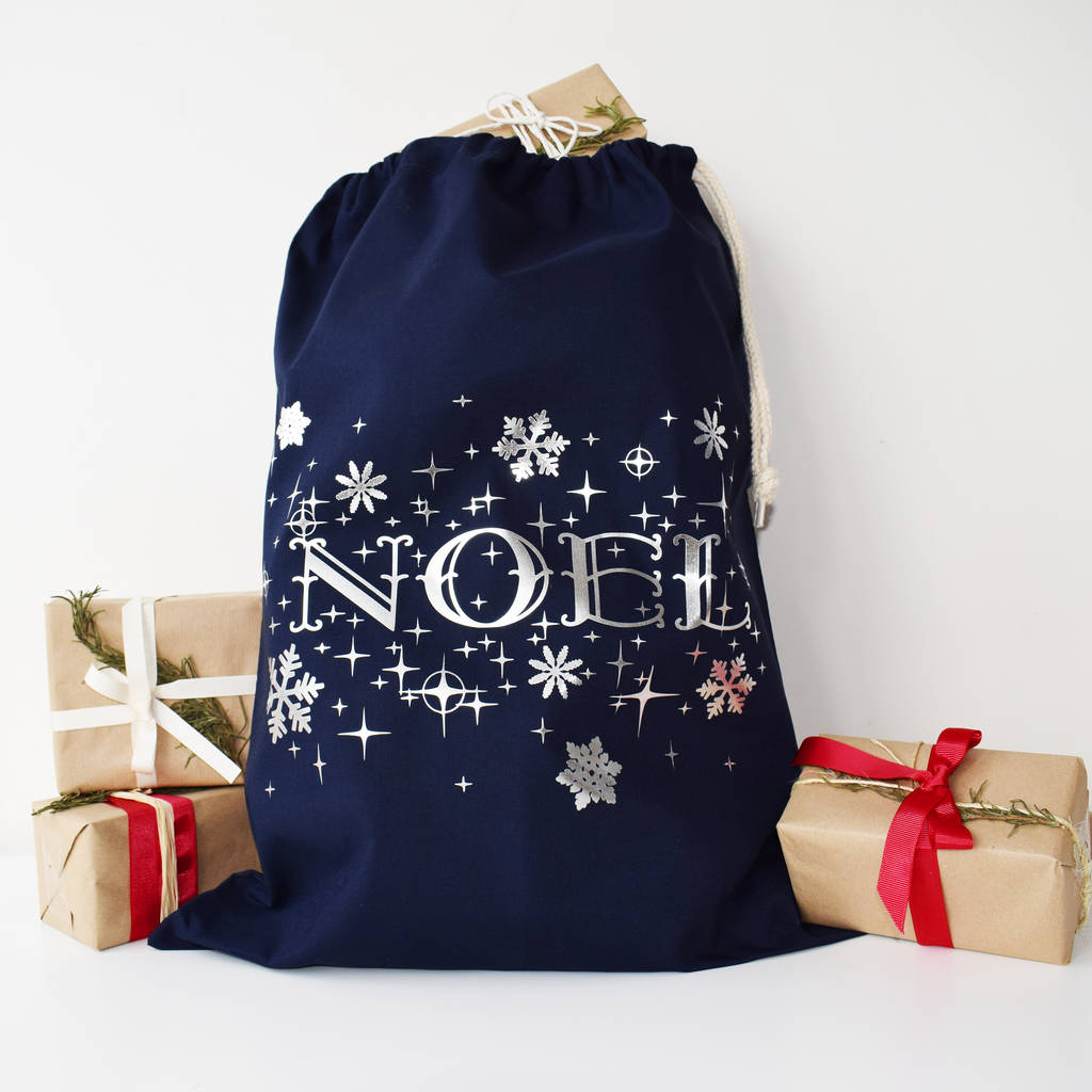 Silver And Navy Noel Christmas Sack, 1 of 5