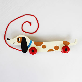 Wooden Pull Along Sausage Dog, 2 of 4