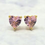 Pink Tourmaline Heart October Birthstone Stud Earrings, thumbnail 1 of 3
