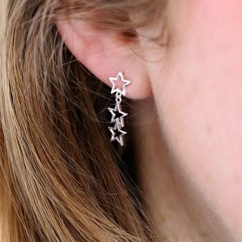 Sterling Silver Hanging Star Earrings, 6 of 7