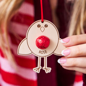 Personalised Robin Gift Tag And Bag Of Chocolate Tummies, 4 of 5