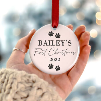 Puppy's Dogs 1st First Christmas Personalised Bauble, 8 of 10