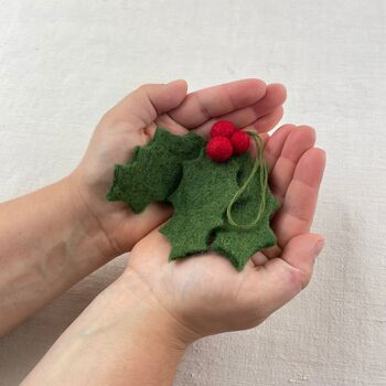 Fair Trade 100% Wool Felt Mistletoe Christmas Decor, 8 of 8