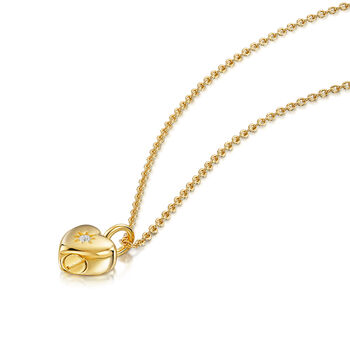 Tiny Crystal Heart Urn Ashes Necklace 18 K Gold Plated, 6 of 7