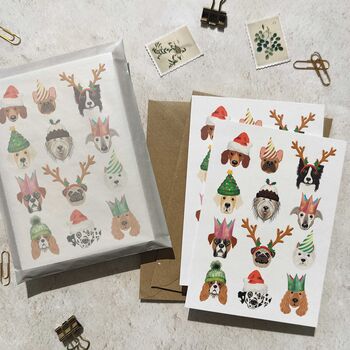 Christmas Dogs In Hats Six Cards And Envelopes, 2 of 5