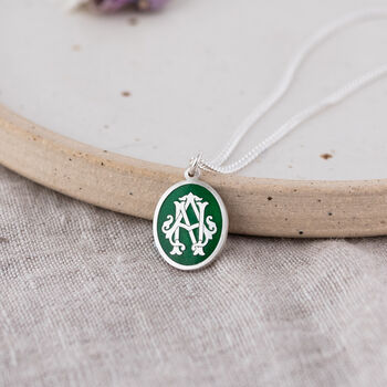 Personalised Fine Silver And Enamel Monogram Necklace, 2 of 11