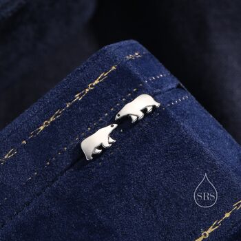 Polar Bear Stud Earrings In Sterling Silver, 4 of 12